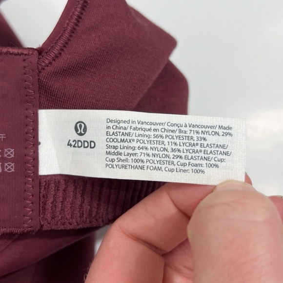 Lululemon NWT All Powered Up Bra *Medium Support, A-G Cups Red Merlot - Picture 9 of 10